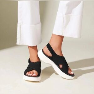 Vivaia Buckle Slingback Walker Sandals Kara In Black/White Sole Sz 40.5 US 9-9.5